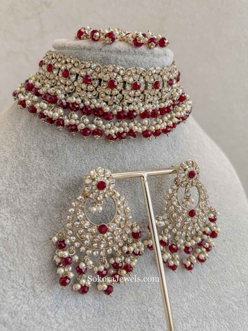 Maroon Choker Set