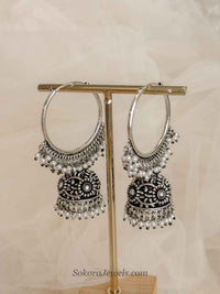 Oxidised Silver Jhumka Hoops