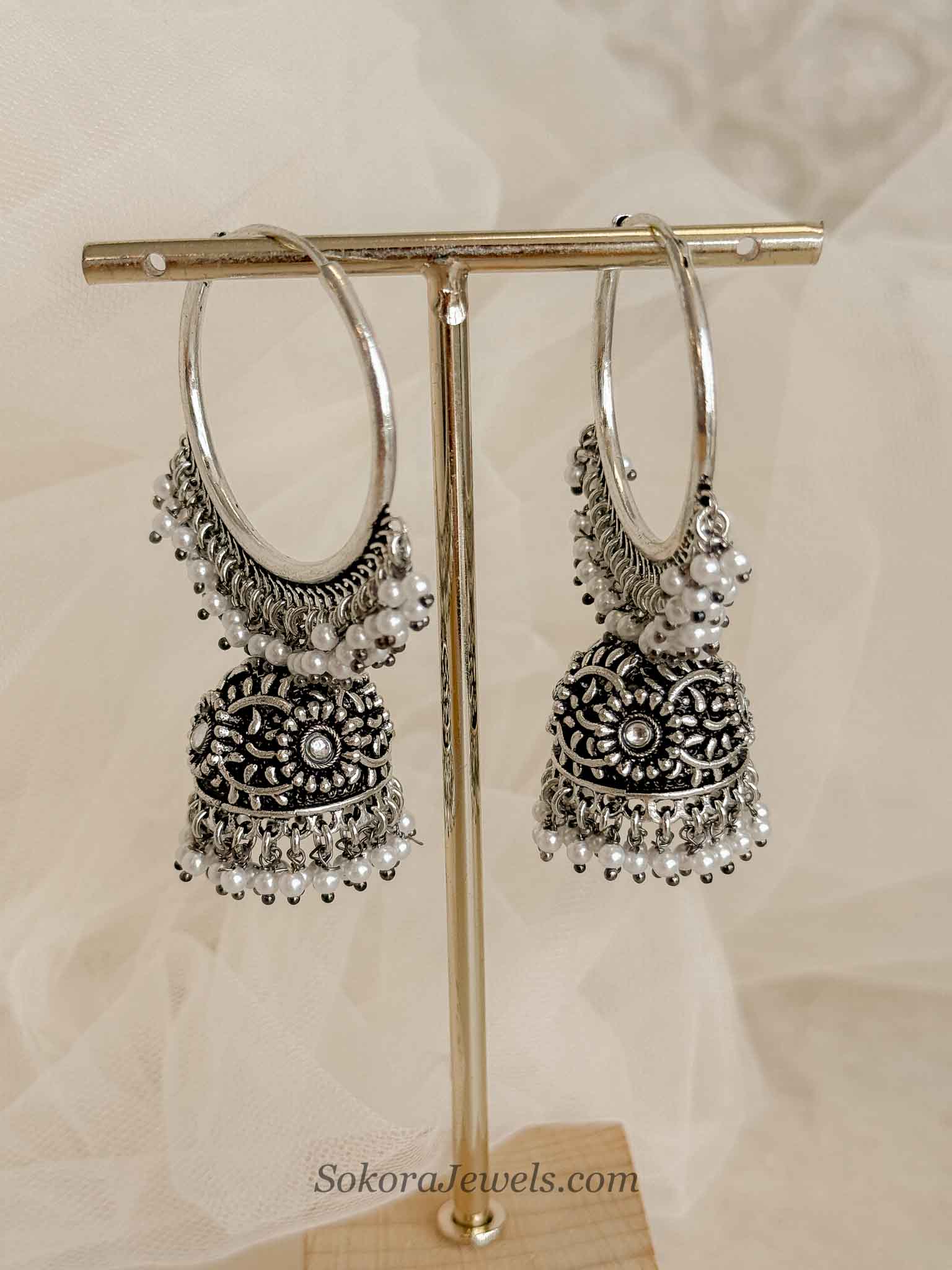Oxidised Silver Jhumka Hoops