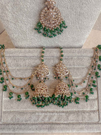 Uzma Bridal Necklace with Jhumka Earrings - Green