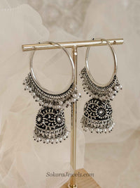 Oxidised Silver Jhumka Hoops