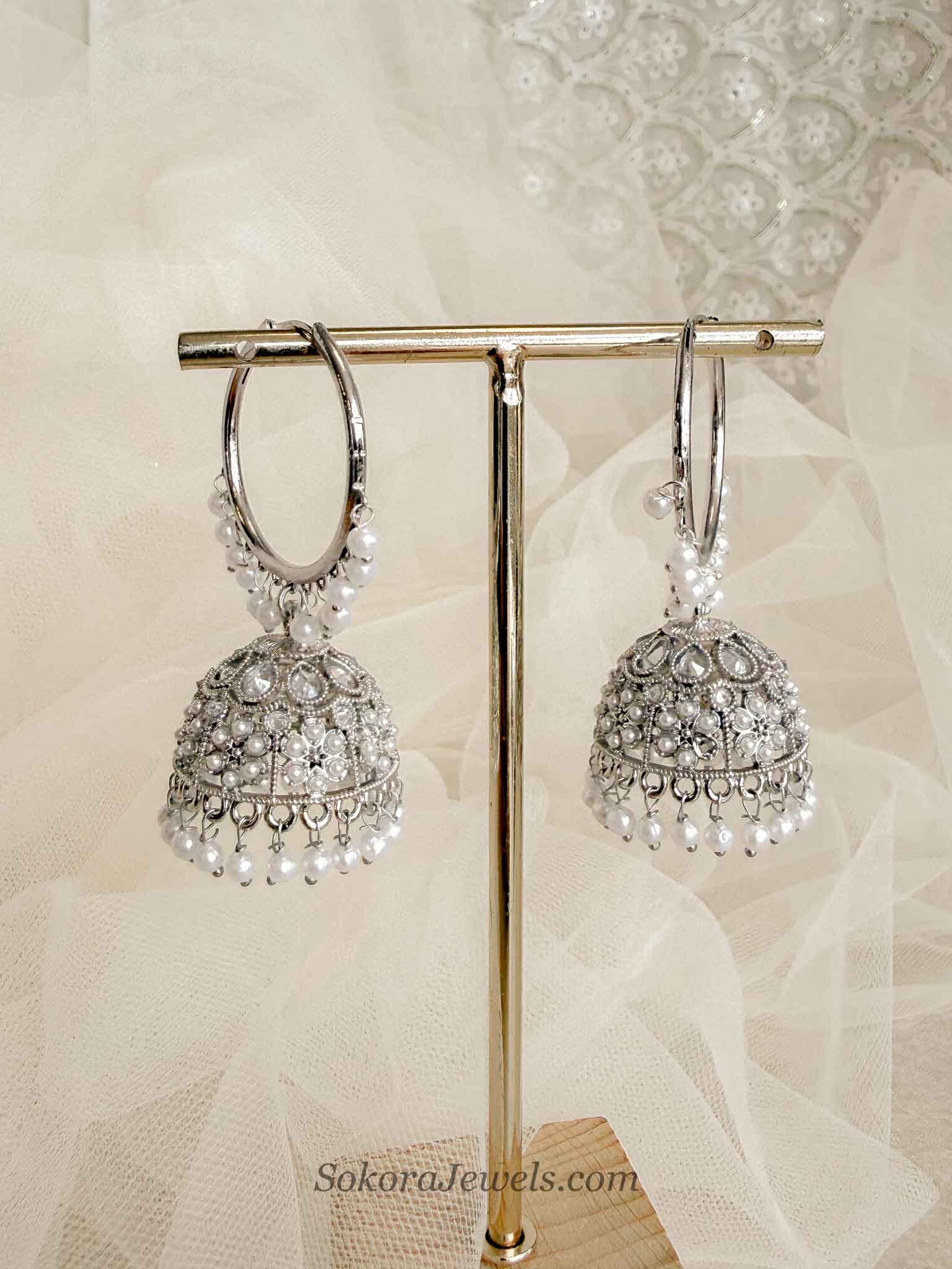 Marushka Silver Jhumka Hoops