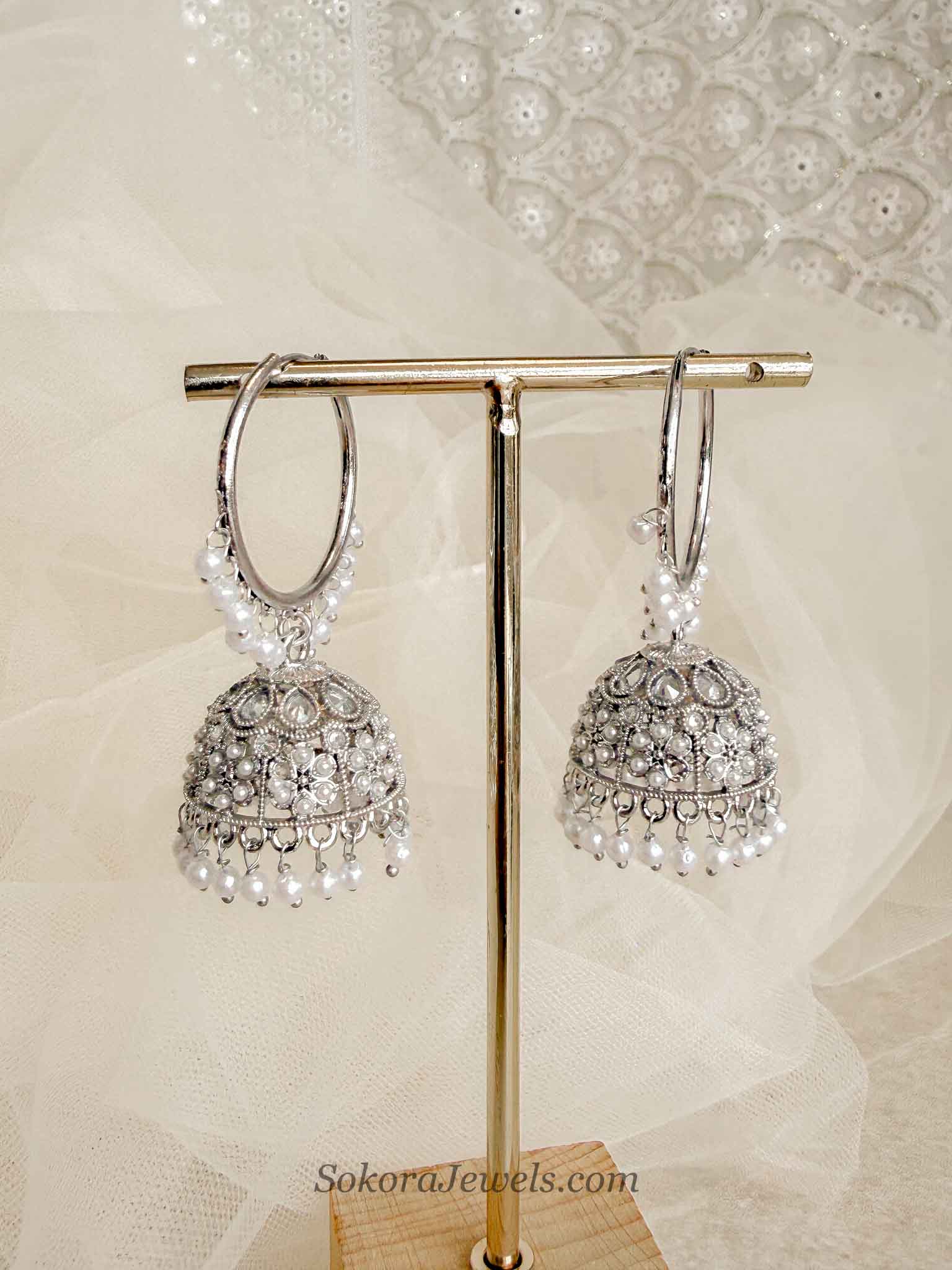 Marushka Silver Jhumka Hoops