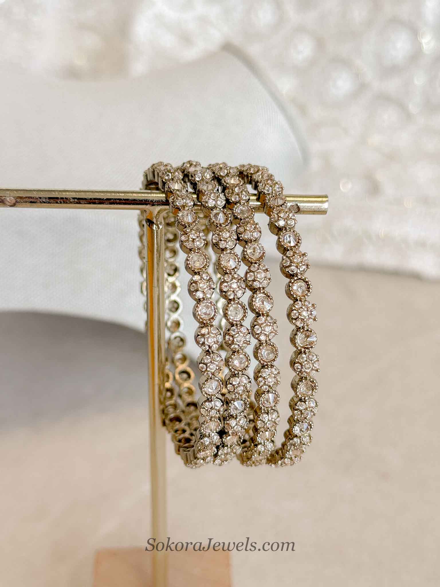 Set of 4 Dainty Crystal Bangles