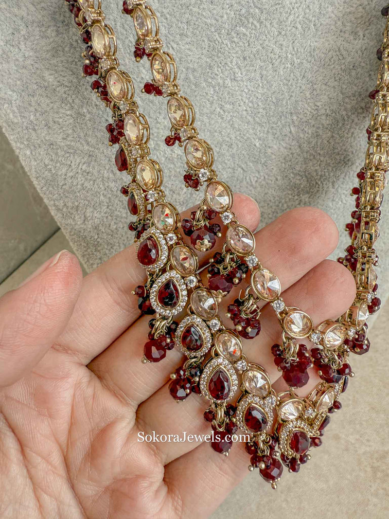 Danika Long Necklace - Maroon