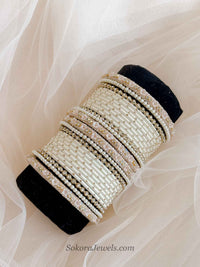 Cream & White Blossom Bangle Set