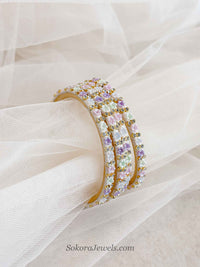 Pastel Blossom Crystal Bangles