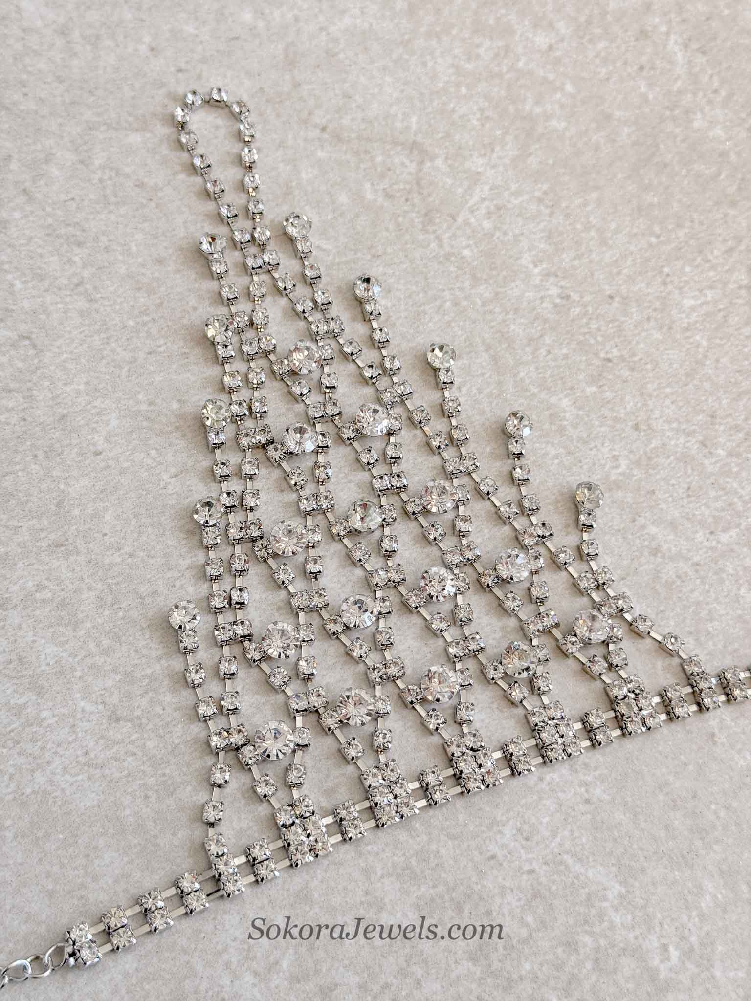 Crystal Hand Harness Bracelet – Silver Tone