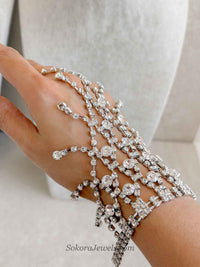 Crystal Hand Harness Bracelet – Silver Tone