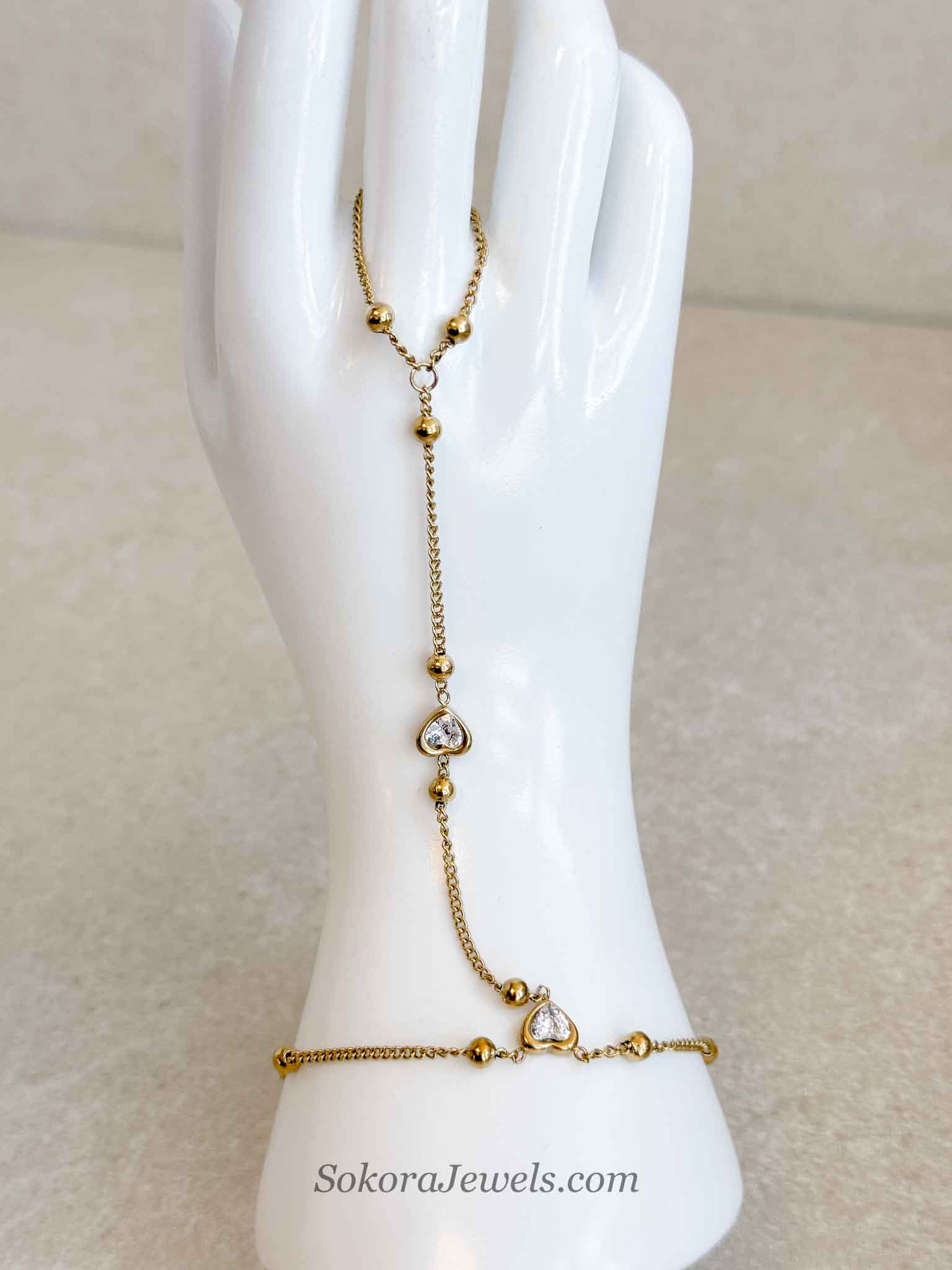 Heart Crystal Charm Hand Harness