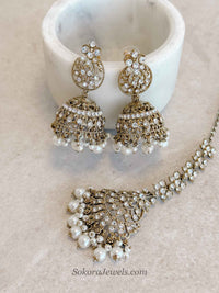 Pearl Jhumka Earrings with Tikka Set