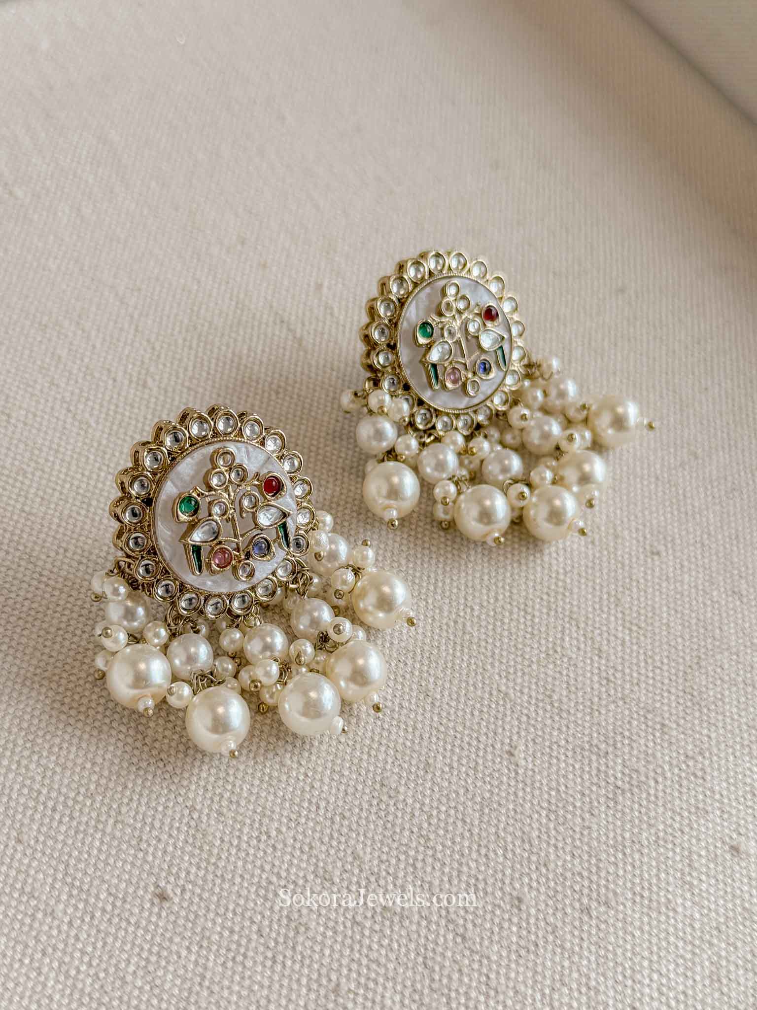 Mother of Pearl & Multigem Detail Earrings