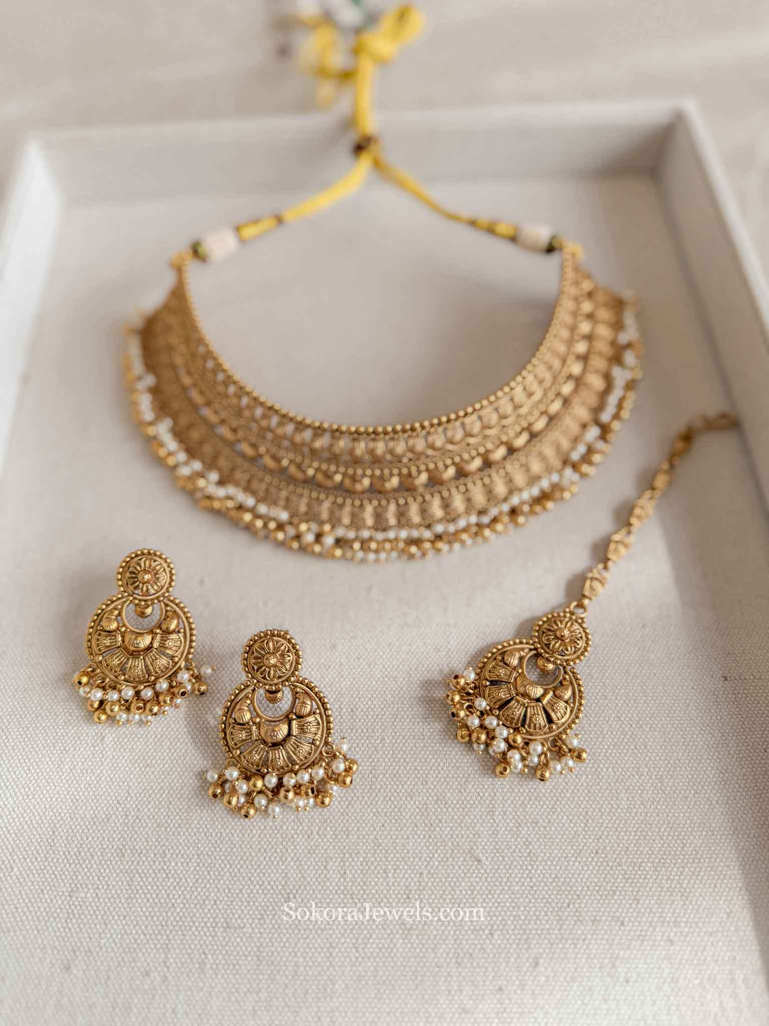 Matt Gold Plated Bridal Set