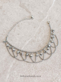 Silver Tone Chained Ghungroo Anklet – Bridal Payal (Sold Individually)