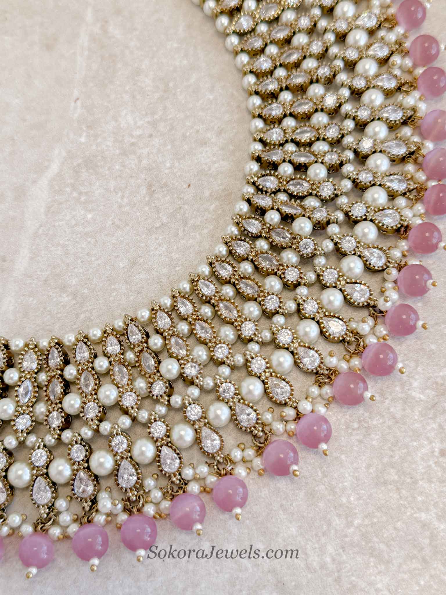 Antique Gold & Light Pink Necklace