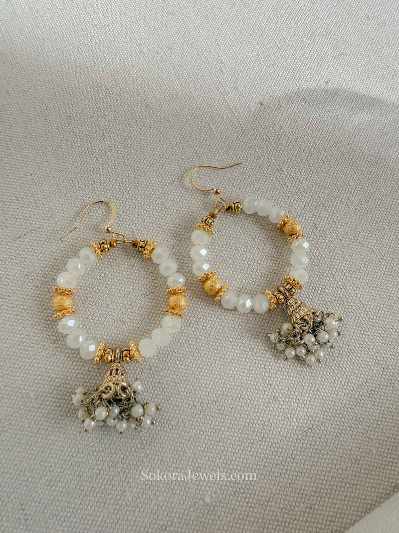 White Jhumka Hoops
