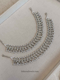 Vandana Silver Crystal Anklets