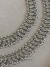 Vandana Silver Crystal Anklets