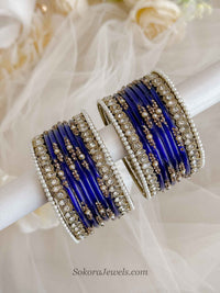 Dark Blue Glass Bangle set