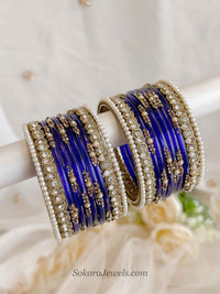 Dark Blue Glass Bangle set