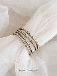 Set of 4 Antique Gold & Pearl Bangles