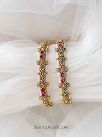 Ruby Classic Gold Kada Bangles (Sold as Pair)