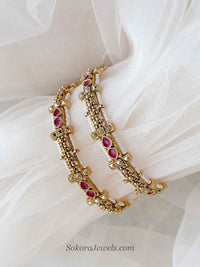 Ruby Classic Gold Kada Bangles (Sold as Pair)