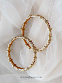 Ruby Classic Gold Kada Bangles (Sold as Pair)