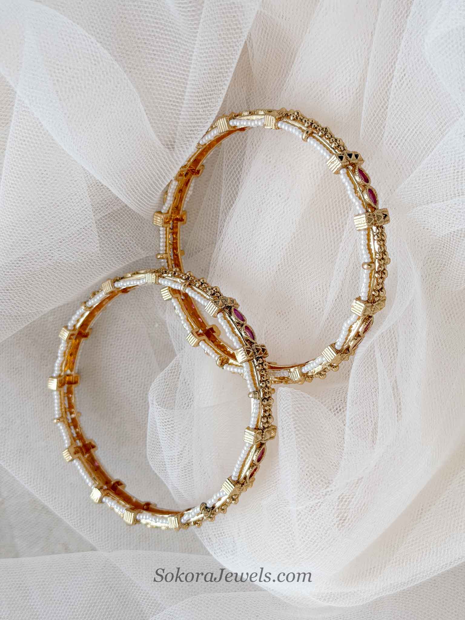 Ruby Classic Gold Kada Bangles (Sold as Pair)