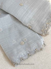 Crinkle Organza Occasion Silver Dupatta