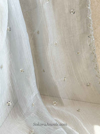 Crinkle Organza Occasion Silver Dupatta
