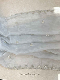 Crinkle Organza Occasion Silver Dupatta