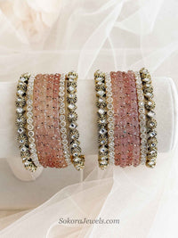 Size 2.2 Glass Pink Bangle set