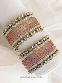 Size 2.2 Glass Pink Bangle set