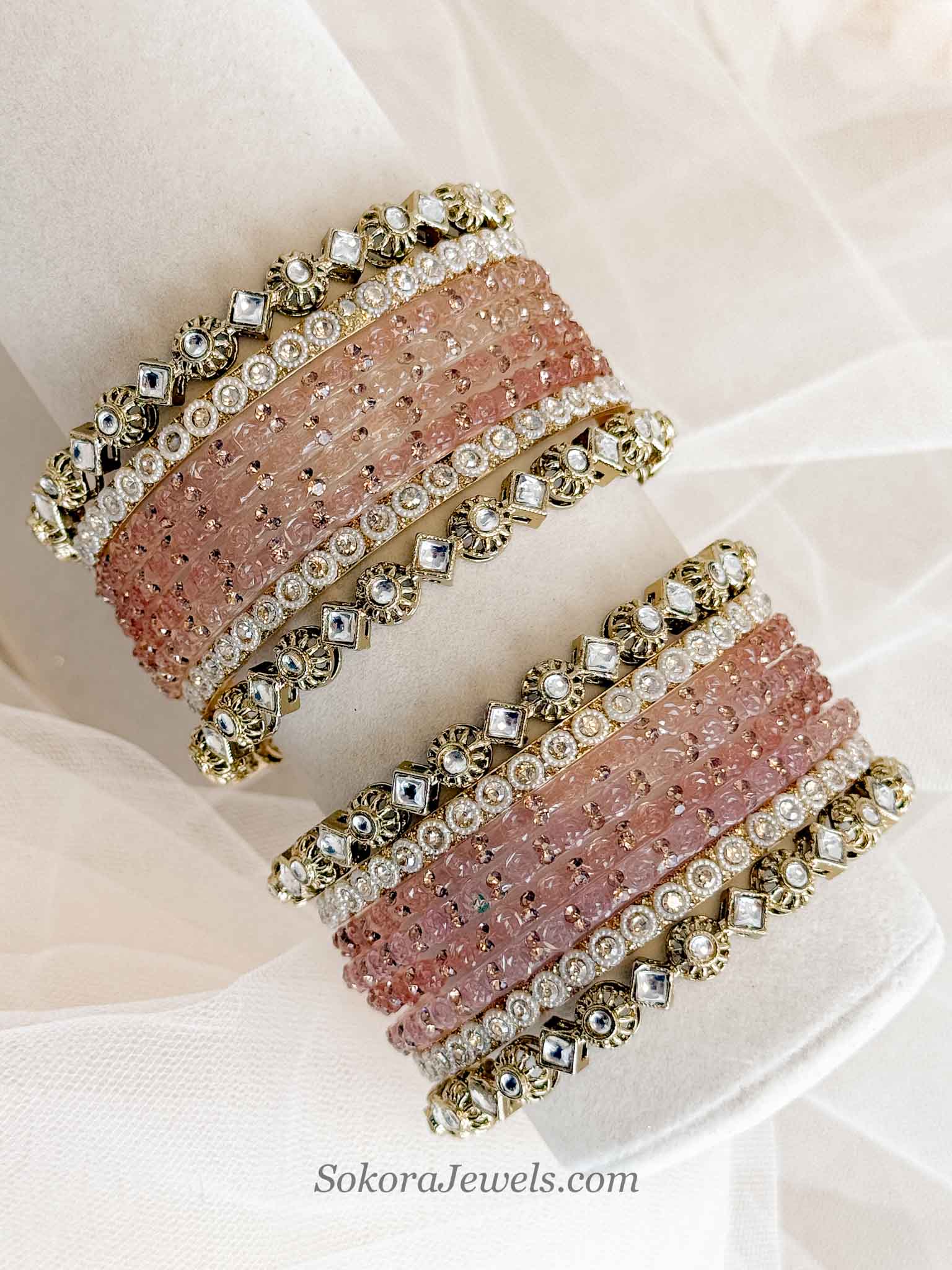 Size 2.2 Glass Pink Bangle set