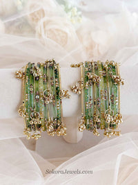 Sage Green Glass Bangles Set - 2.10