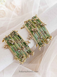 Sage Green Glass Bangles Set - 2.10