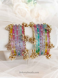 Multicolour Glass Bangles Set - 2.10