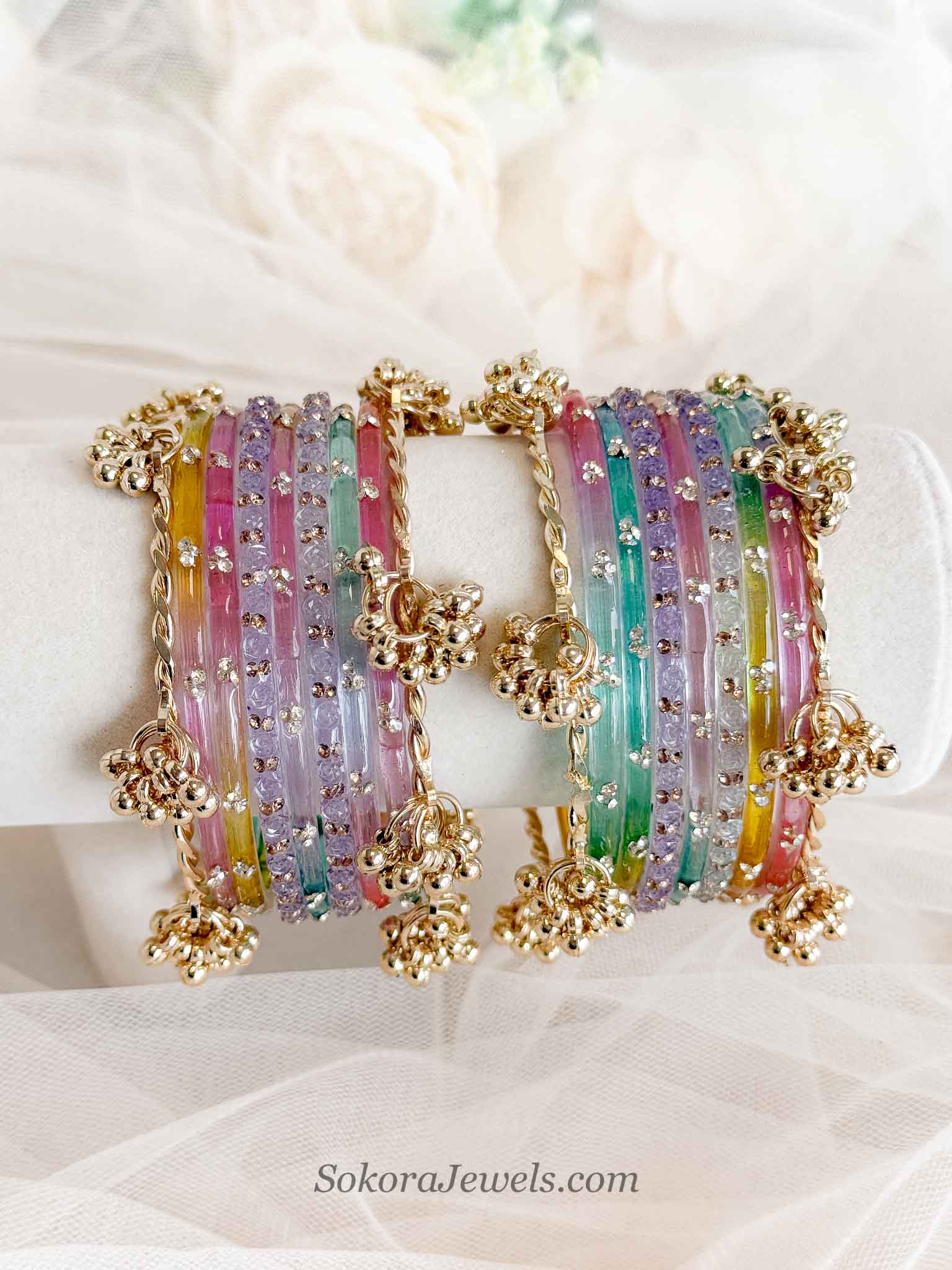Multicolour Glass Bangles Set - 2.10