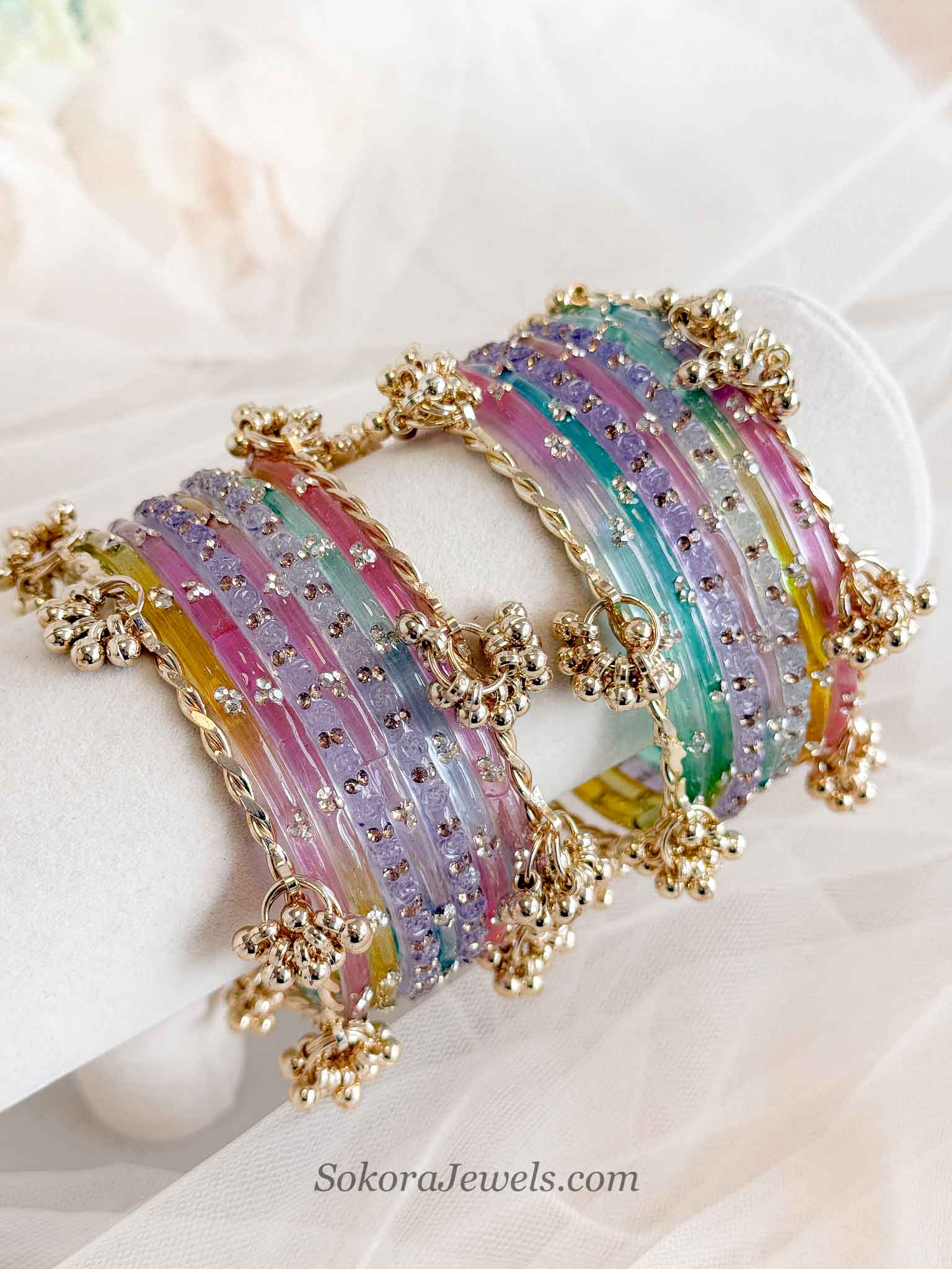 Multicolour Glass Bangles Set - 2.10