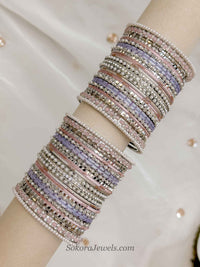 Viral Princess Sofia Pastel Bridal Bangle Set – Pink, Lilac & Silver
