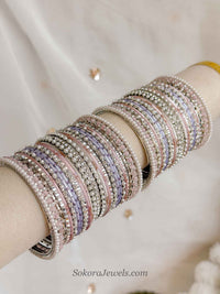 Viral Princess Sofia Pastel Bridal Bangle Set – Pink, Lilac & Silver