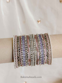 Viral Princess Sofia Pastel Bridal Bangle Set – Pink, Lilac & Silver