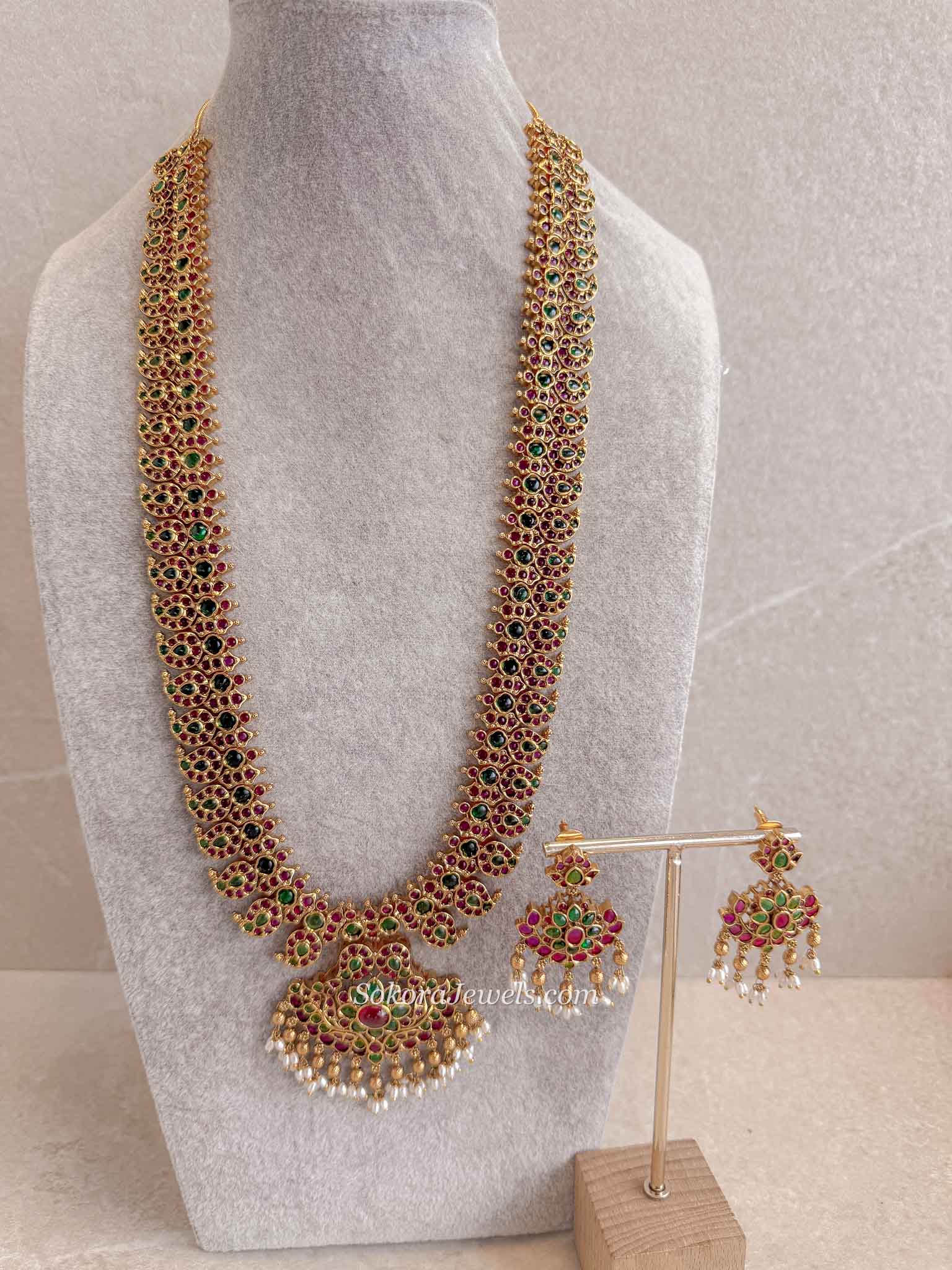 Traditional Ruby & Green Kemp Mala Set