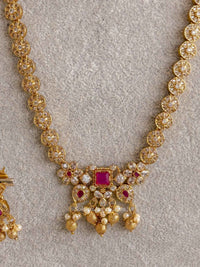 Traditional Zircon Mala Set with Ruby Stones