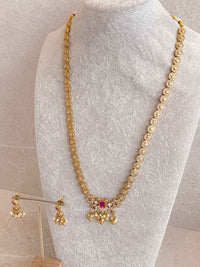 Traditional Zircon Mala Set with Ruby Stones