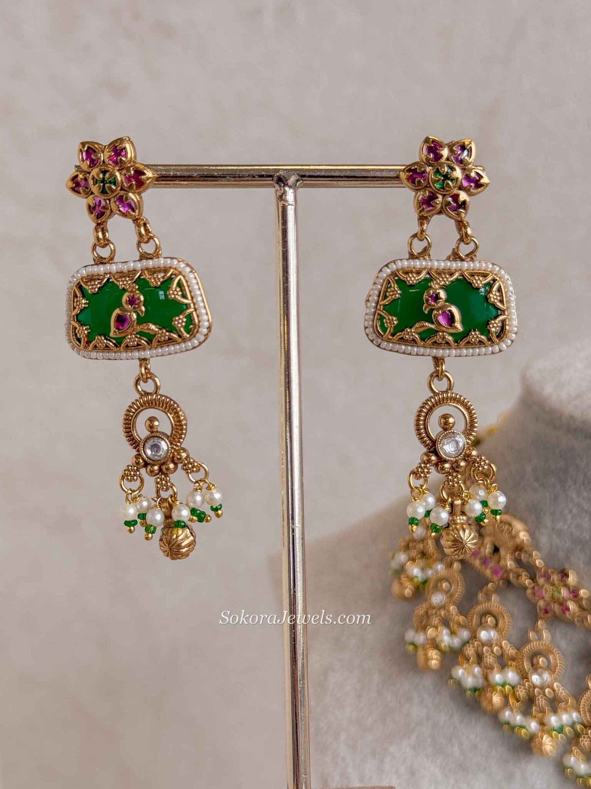 Kashmiri Kundan Elephant Necklace Set