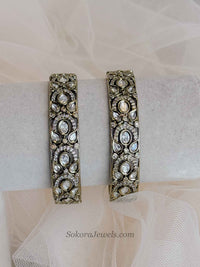 Antique Gold Moissanite Stone Kundan Kada – (Sold as Pair)