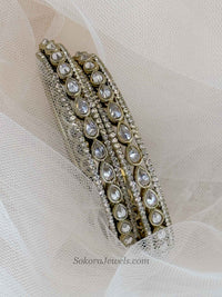 Luxury Antique Gold Polki & Zircon Kada Bangles – (Sold as Pair)