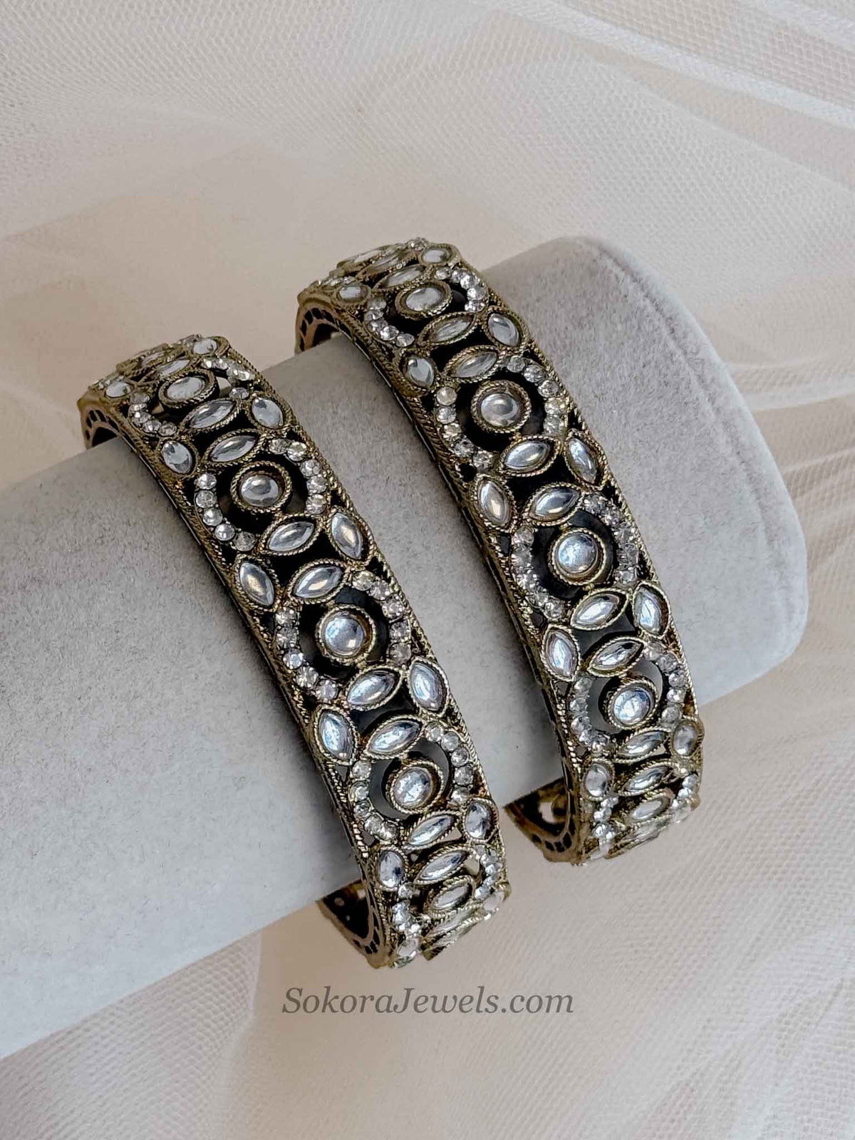 Antique Gold & Crystal Kada Bangles